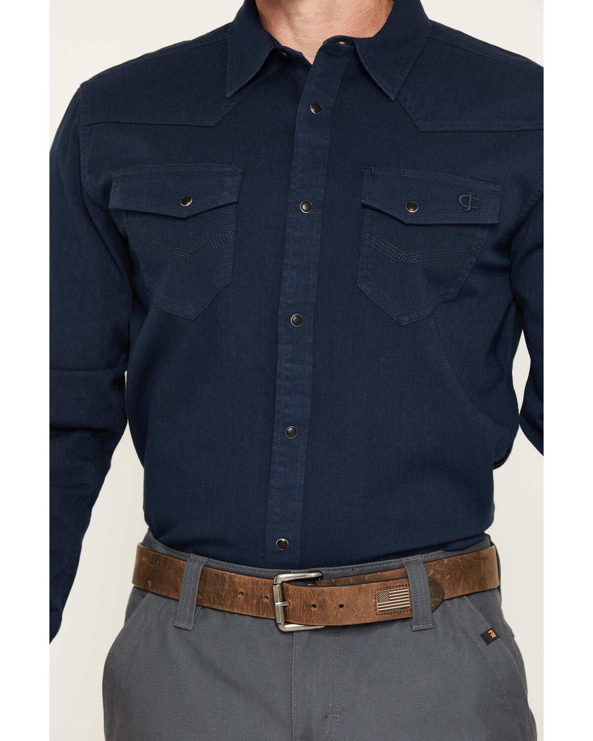 Image #3 - Cody James Men's FR Medora Solid Long Sleeve Snap Work Short, Navy, hi-res