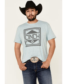 Cinch Men's Light Blue Square Logo Graphic T-Shirt , Light Blue, hi-res