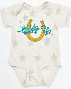 Rodeo Quincy Infant Girls' White Giddy Up Onesie, Tan, hi-res