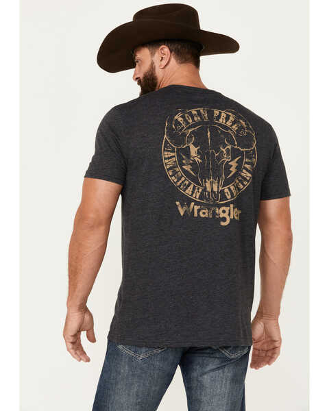 Wrangler Men's Bull Skull Stamp Short Sleeve Graphic T-Shirt, Black, hi-res