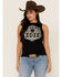 Image #1 - RANK 45® Women's American Rodeo Steer Head Graphic Tank Top, Black, hi-res