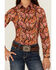 Image #3 - Cruel Girl Girls' Paisley Print Long Sleeve Button-Down Western Shirt, Coral, hi-res