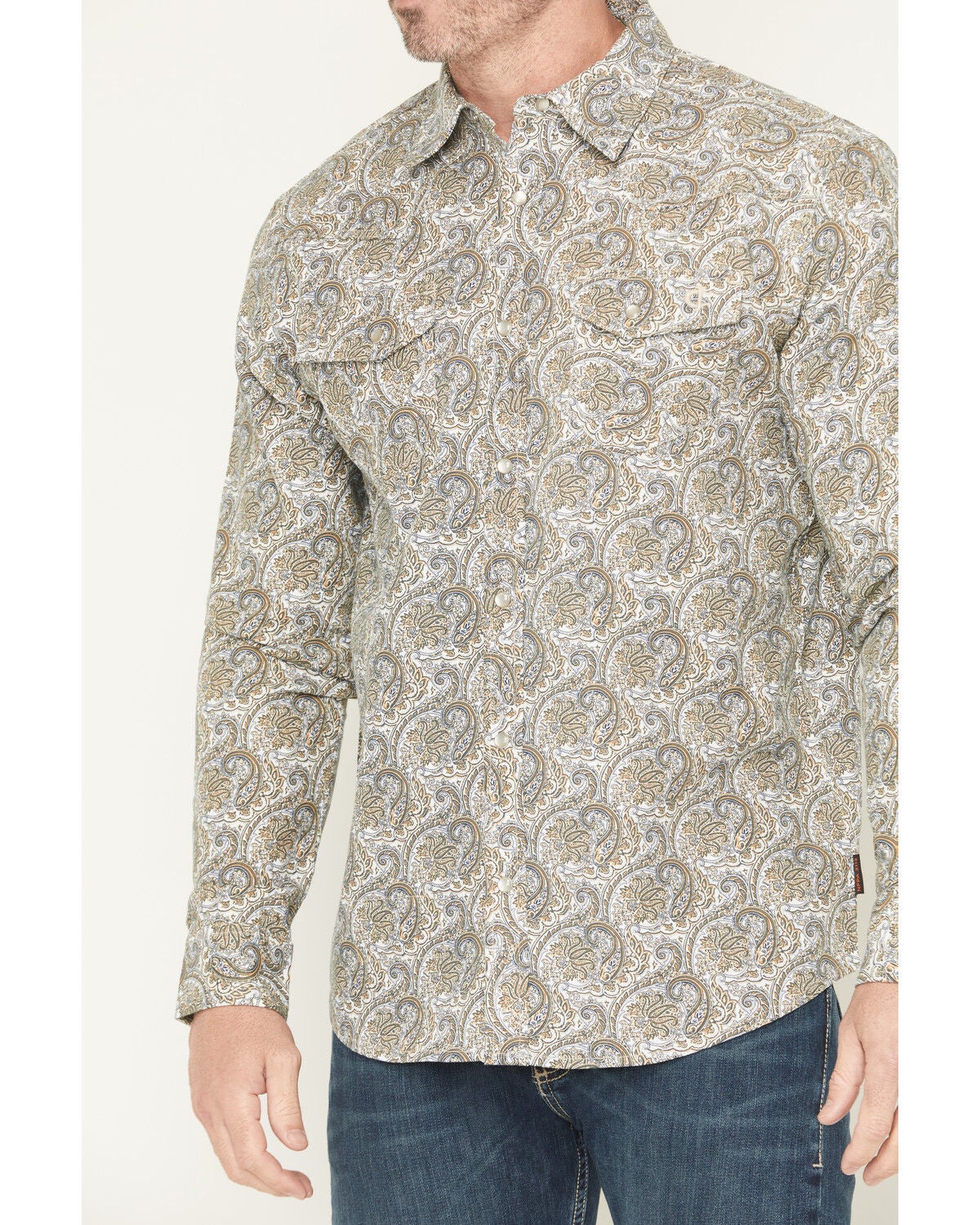 Image #2 - Cody James Men's FR Paisley Print Long Sleeve Snap Work Shirt, Tan, hi-res