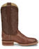 Image #2 - Justin Boots Women's Smooth Ostrich Western Boots - Broad Square Toe , Brown, hi-res