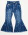 Image #1 - Cowgirl Hardware Toddler Girls' Southwestern Striped Stretch Bell Bottom Jeans, Blue, hi-res