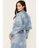 Image #4 - Vibrant Denim Women's Medium Wash Cropped Rhinestone Star Denim Jacket, Medium Wash, hi-res