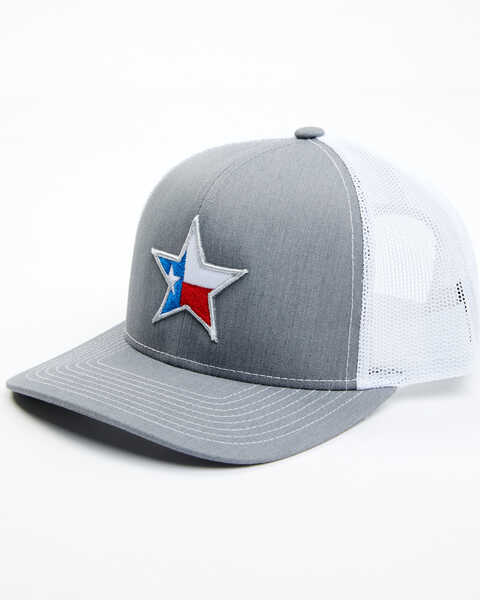 Oil Field Hats Men's Texas Flag Star Patch Solid-Back Ball Cap , Grey, hi-res