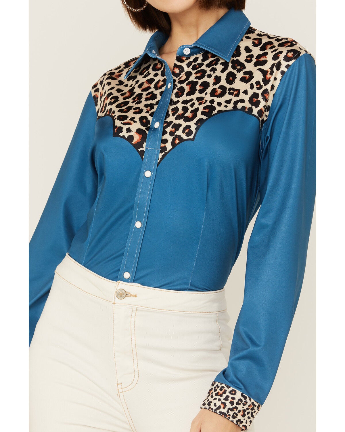 Ranch Dress'n Women's Leopard Yoke Teal 
