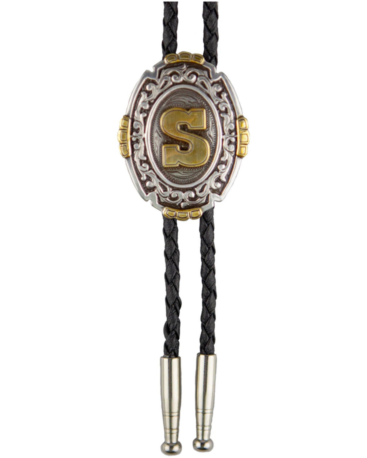 Cody James Men's Antique Silver & Gold Initial S Bolo Tie, Silver, hi-res