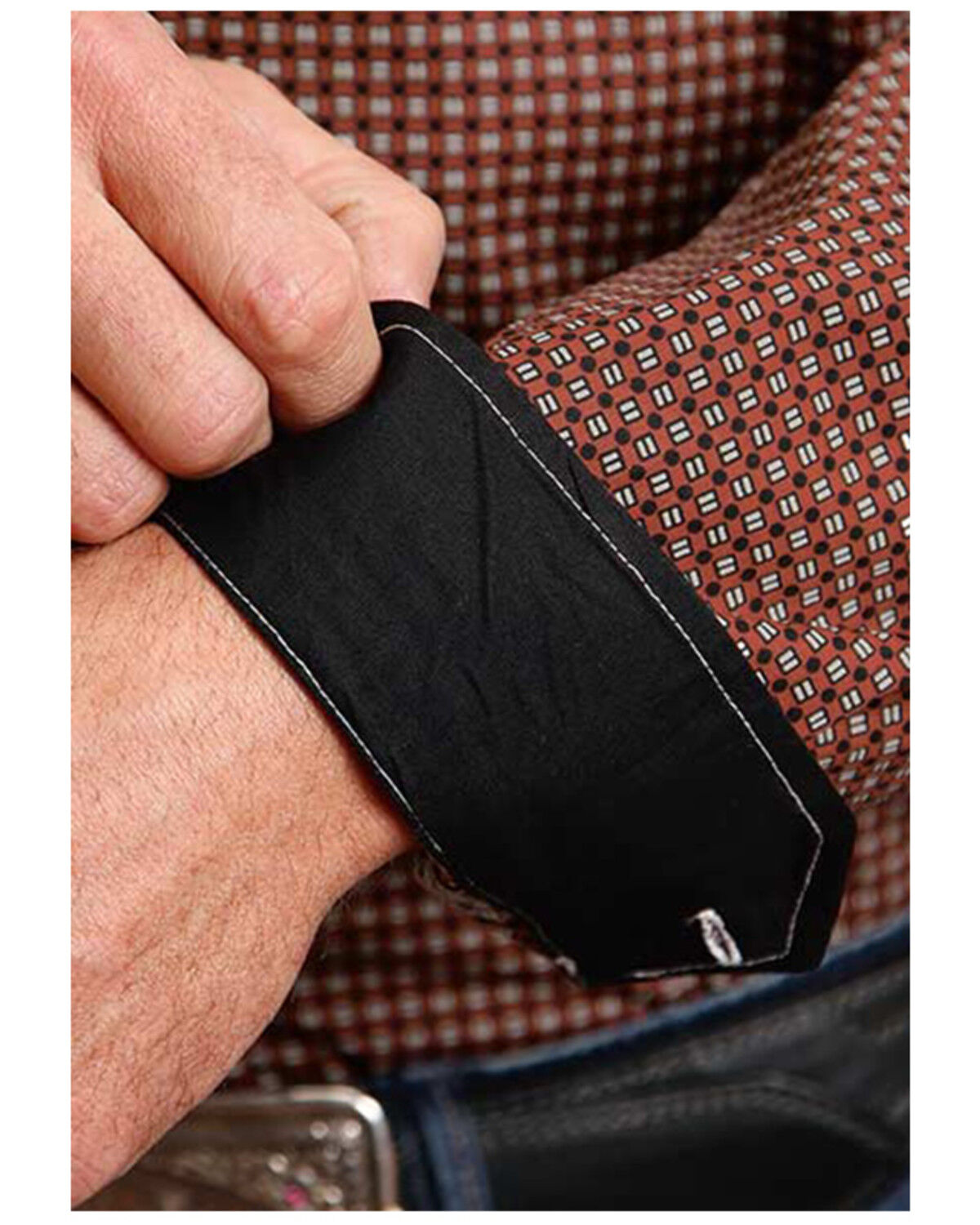 Image #3 - Stetson Men's Dobby Plaid Print Long Sleeve Button-Down Western Shirt, Wine, hi-res