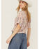 Image #4 - Cumberland Outfitters Women's Plaid Print Short Sleeve Button-Down Western Shirt, Peach, hi-res
