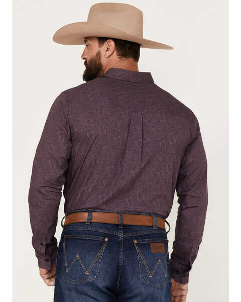 Cody James Men's Primative Geo Print Button Down Western Shirt , Purple, hi-res