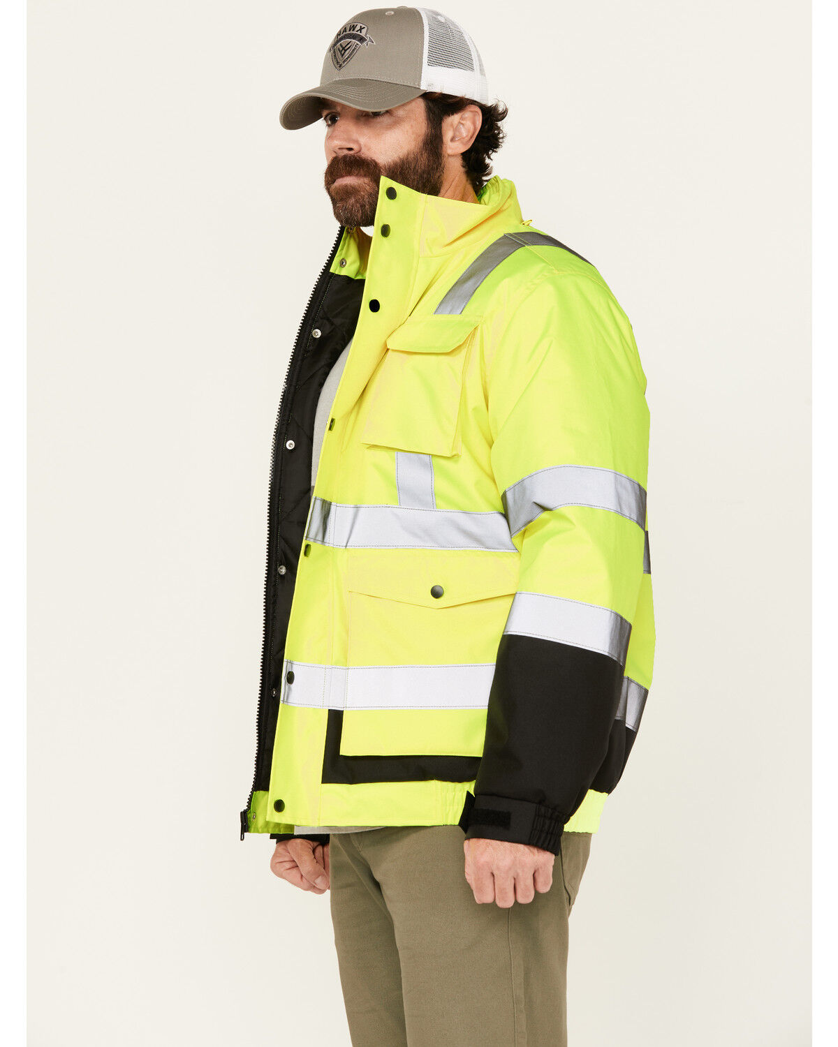 Image #3 - Hawx Men's Hi-Vis Bomber Jacket, Yellow, hi-res