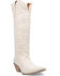 Image #1 - Dingo Women's Honkytonk Studded Tall Western Boots - Snip Toe, White, hi-res