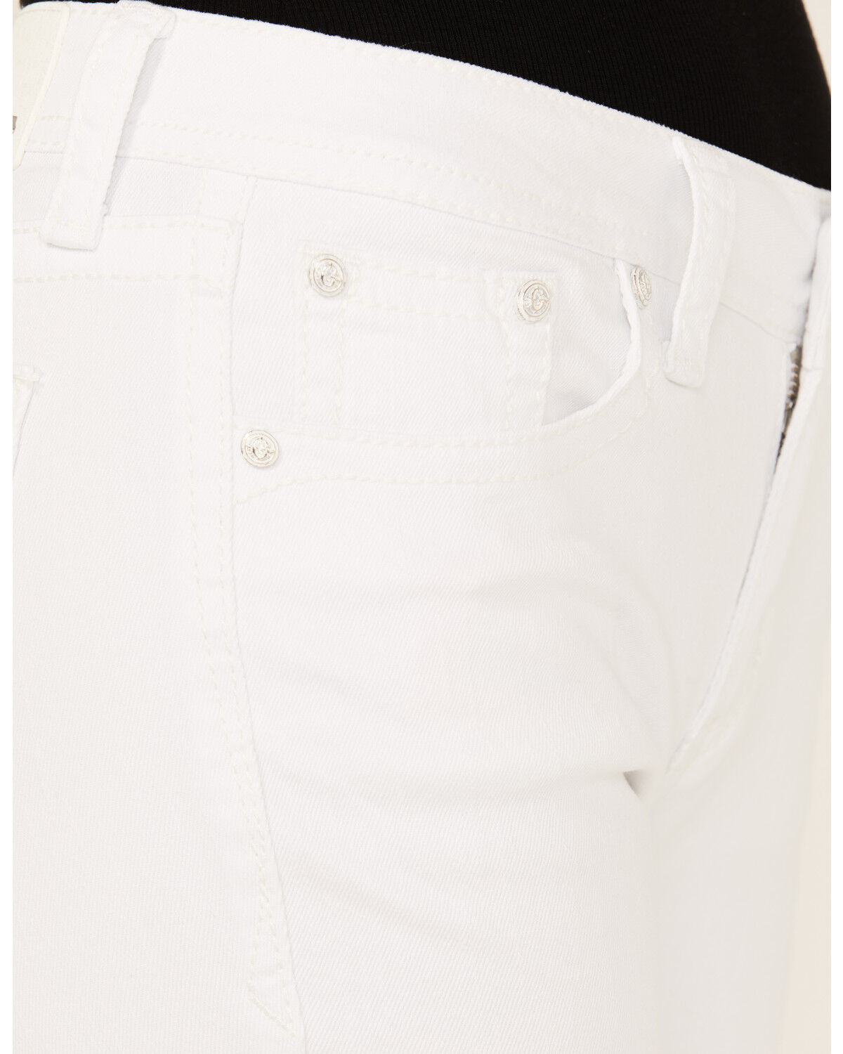 Image #4 - Grace In LA Women's Fleur De Lis Pocket Mid Rise Bootcut Stretch Denim Jeans, White, hi-res