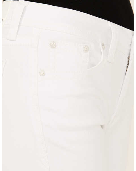 Image #4 - Grace In LA Women's Fleur De Lis Pocket Mid Rise Bootcut Stretch Denim Jeans , White, hi-res
