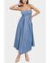 Image #1 - Flying Tomato Women's Captivating Heart Denim Midi Dress, Light Wash, hi-res