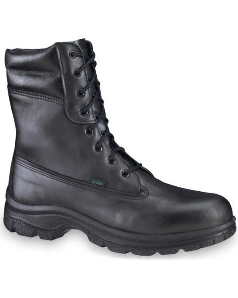 Image #1 - Thorogood Men's 8" Postal Certified Made In The USA Waterproof Insulated Weatherbuster Boots - Soft Toe, Black, hi-res