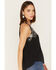 Image #2 - Eyeshadow Women's Floral Embroidered Tank Top, Black, hi-res