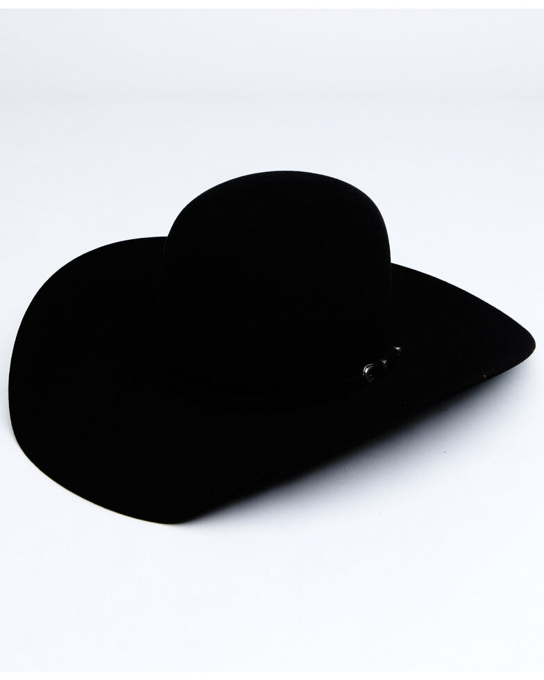  Rodeo King 7X Black Open Crown Match Band Western Felt Hat, Black, hi-res