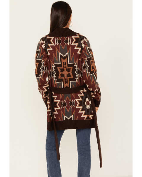Image #4 - Powder River Outfitters Women's Southwestern Print Robe Sweater , Brown, hi-res