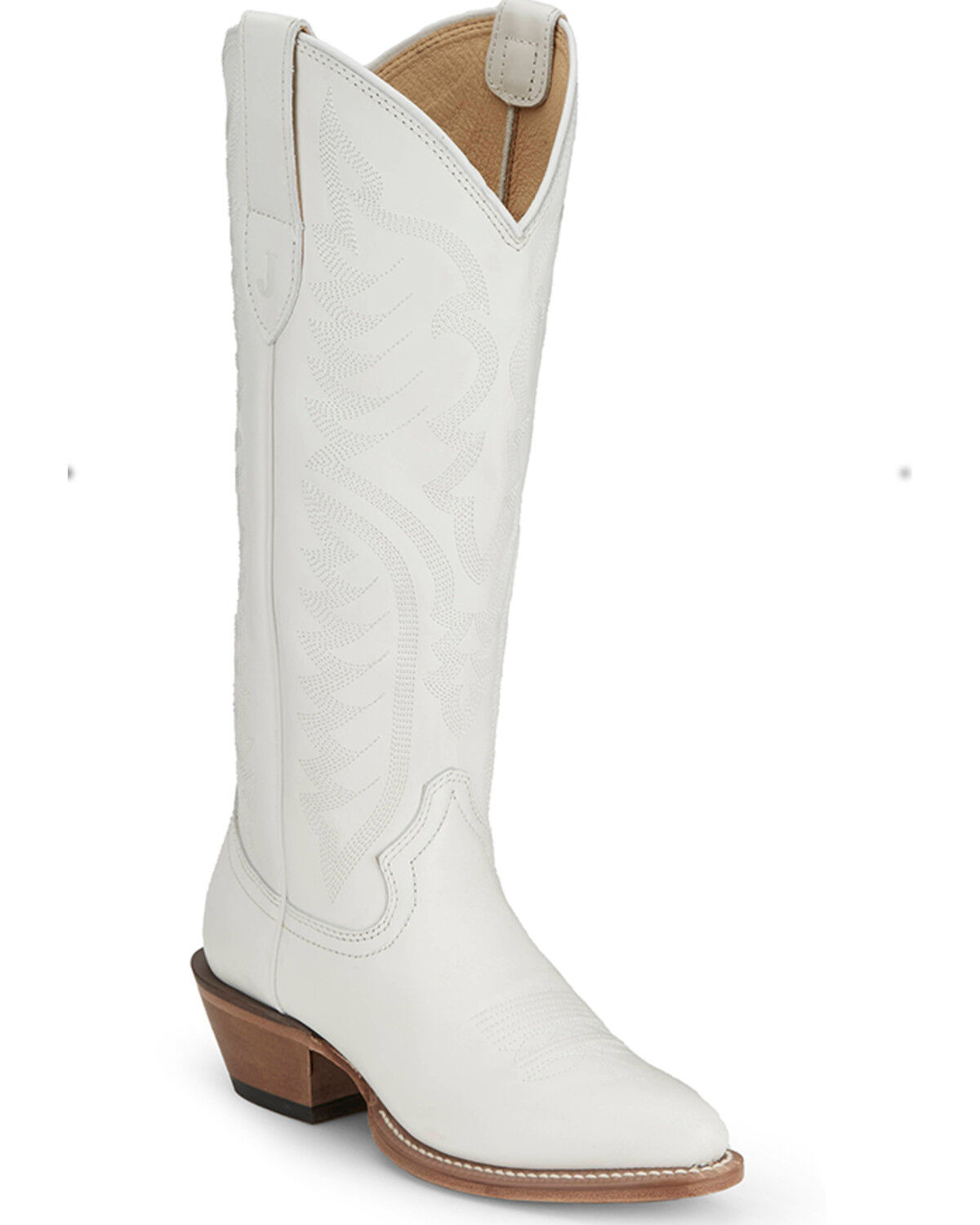 Image #1 - Justin Women's Evelyn Tall Western Boots - Round Toe, White, hi-res