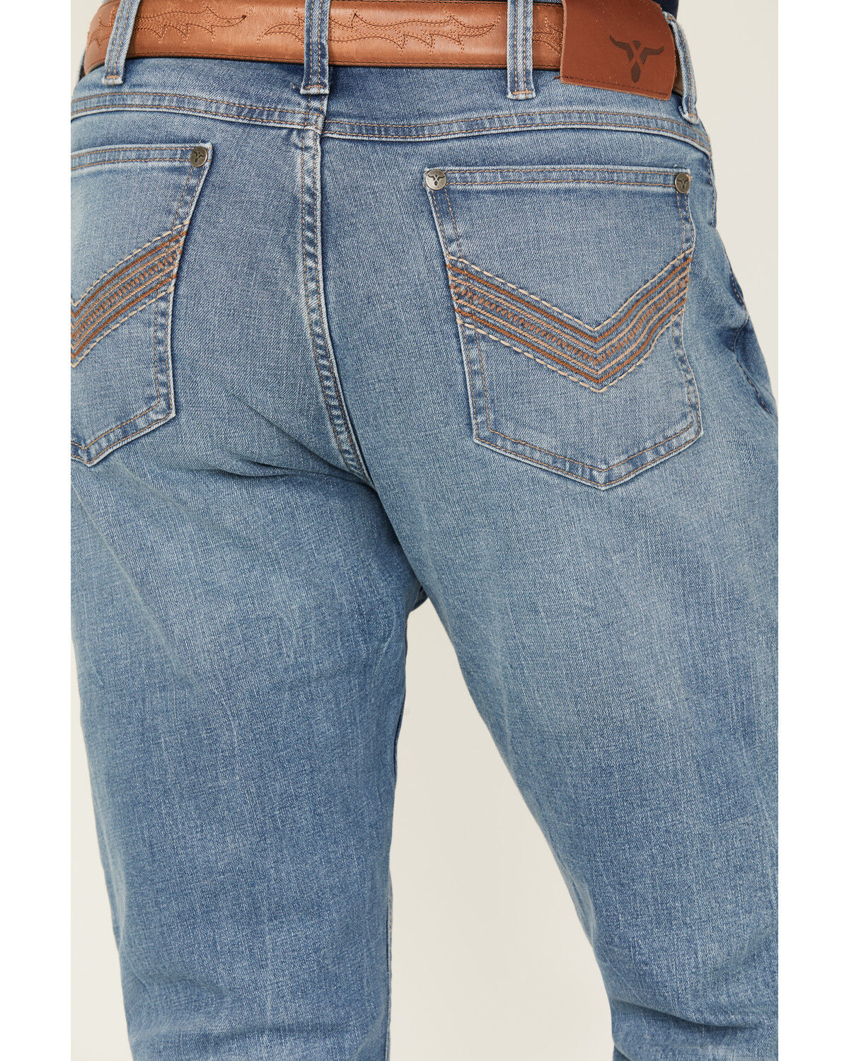 Image #4 - Wrangler 20X Men's Monarch Light Wash Slim Straight Stretch Denim Jeans - Tall, Light Wash, hi-res