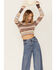 Image #1 - Shyanne Women's Open Back Cropped Sweater, Brown, hi-res