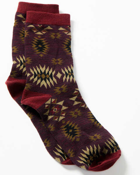Image #1 - Shyanne Women's Multicolored Southwestern Print Cool Max Crew Socks, Multi, hi-res