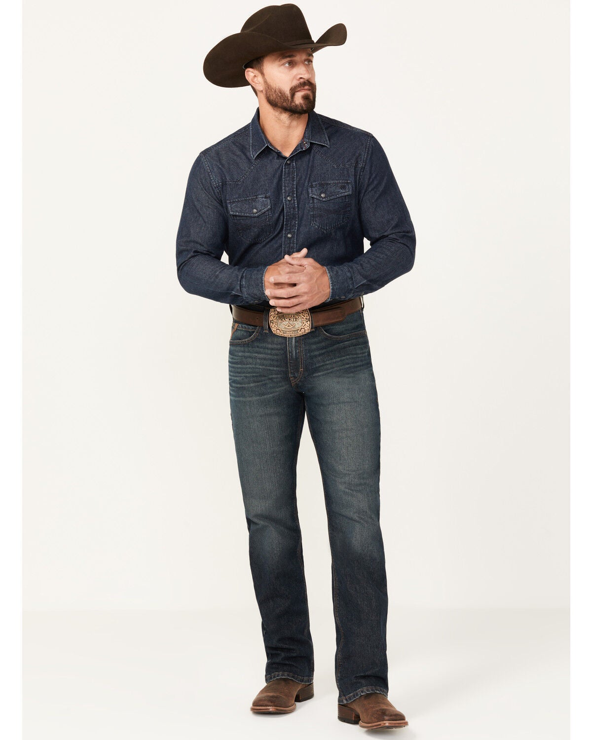 Ariat Men's M2 Atlas Ray Dark Wash Relaxed Bootcut Pro Series Performance Denim Jeans, Medium Wash, hi-res