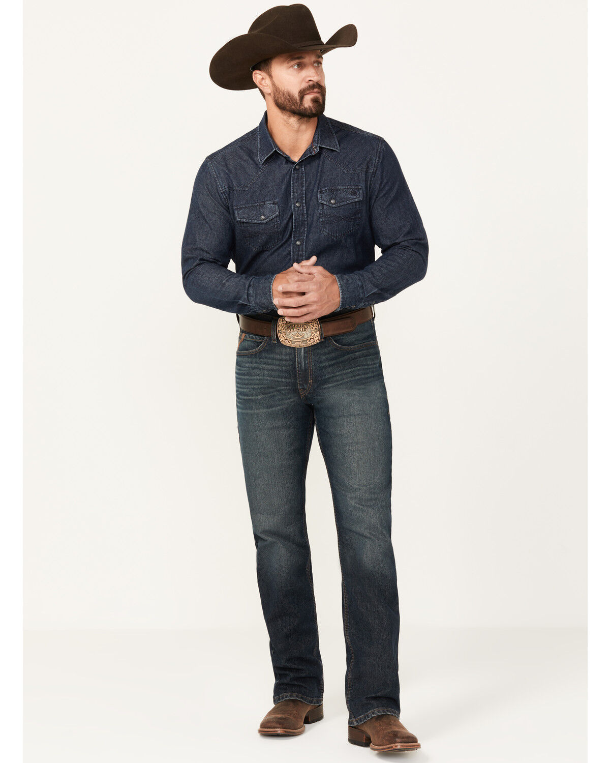 Image #1 - Ariat Men's M2 Atlas Ray Dark Wash Relaxed Bootcut Pro Series Performance Denim Jeans, Medium Wash, hi-res