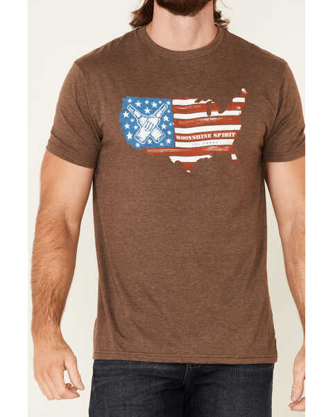 Image #3 - Moonshine Spirit Men's 120 Proof USA Graphic Short Sleeve T-Shirt , Distressed Brown, hi-res