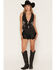 Image #1 - Blue B Women's Boot Barn Exclusive Horse Studded Denim Vest, Black, hi-res
