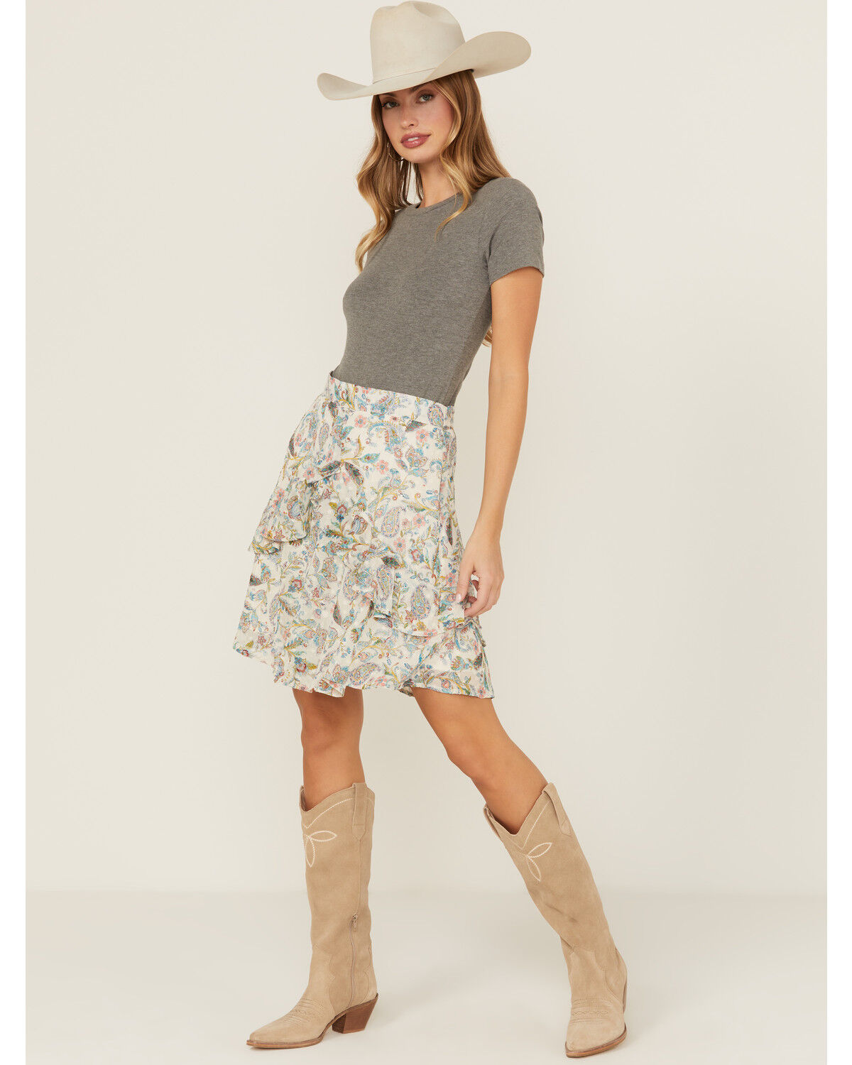 Image #1 - Ash & Violet Women's Floral Smocked Tiered Skirt, Multi, hi-res