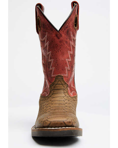 Cody James Boys' Red Reptile Print Western Boots - Wide Square Toe, Red/brown, hi-res