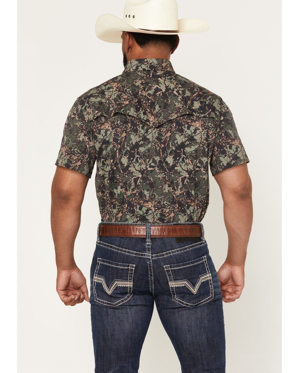 Image #4 - Rock & Roll Denim X Koe Wetzel Men's Camo Print Short Sleeve Pearl Snap Stretch Western Shirt, Camouflage, hi-res