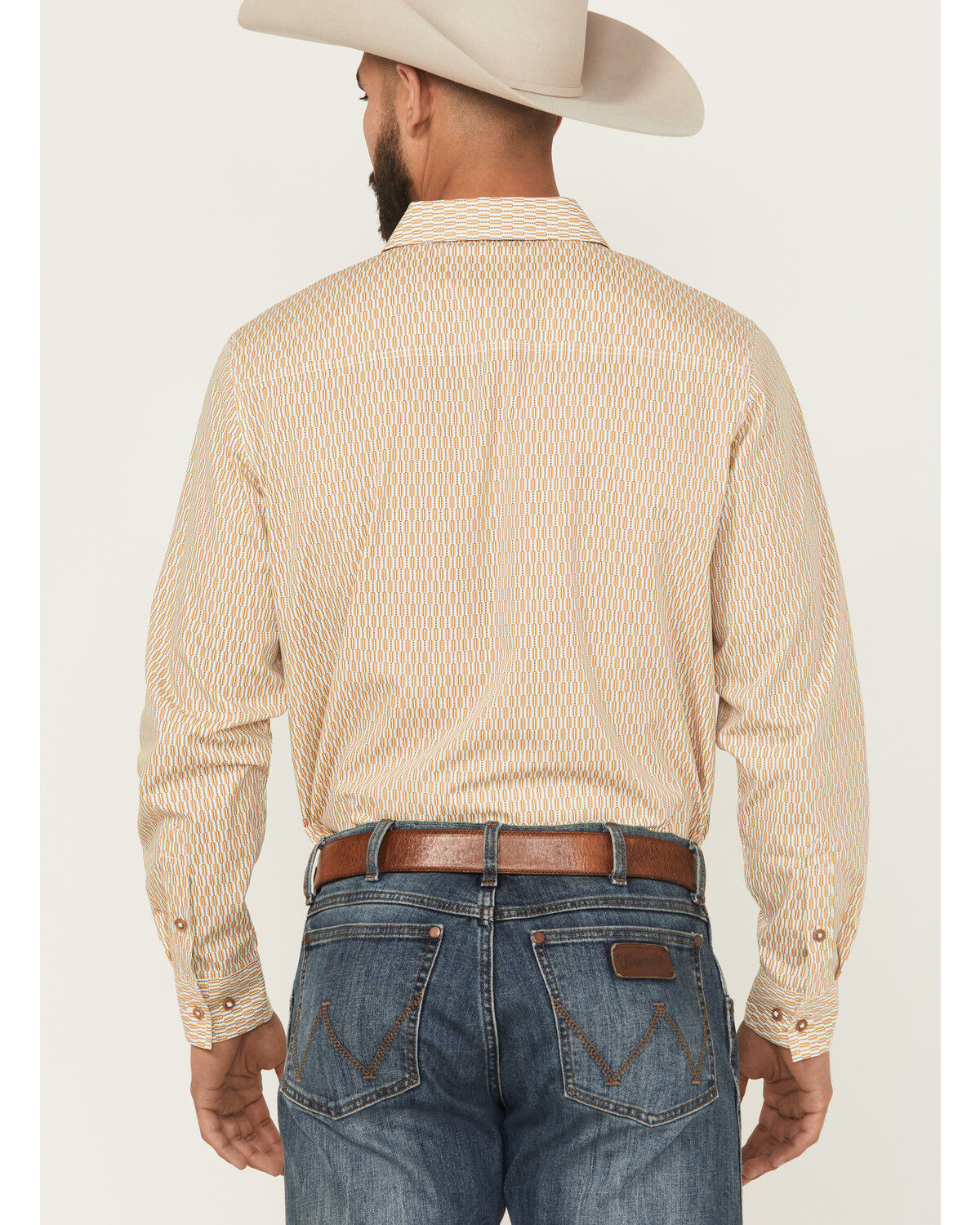 Image #4 - Gibson Trading Co Men's Lampshade Geo Print Long Sleeve Button-Down Stretch Western Shirt - Big, Gold, hi-res