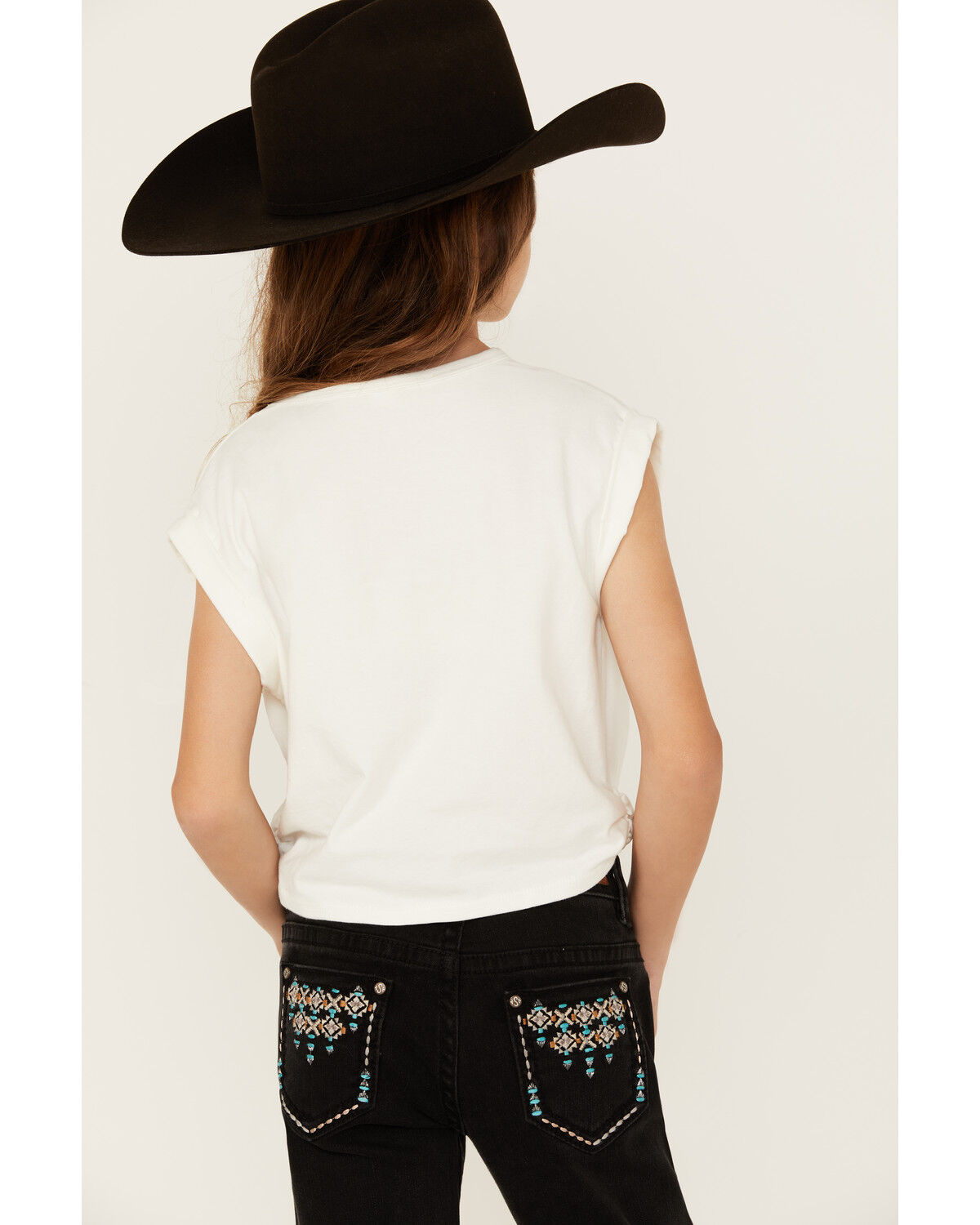 Image #4 - Saints & Hearts Girls' Howdy Tie Front Short Sleeve Graphic Tee, Ivory, hi-res