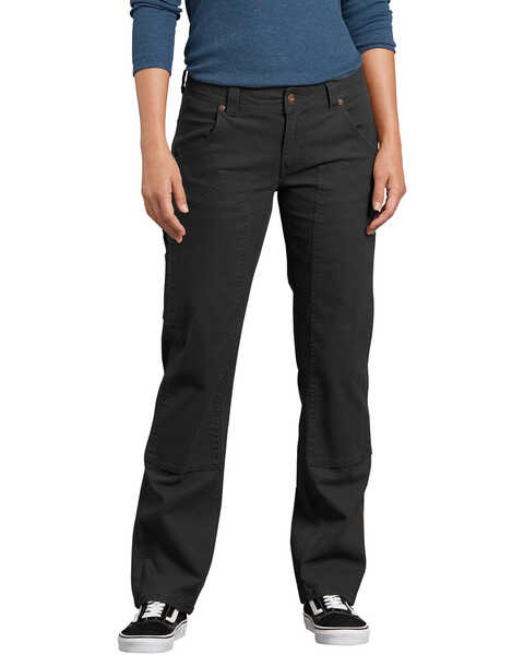 Image #1 - Dickies Women's Stretch Duck Relaxed Double Front Carpenter Pants, Black, hi-res