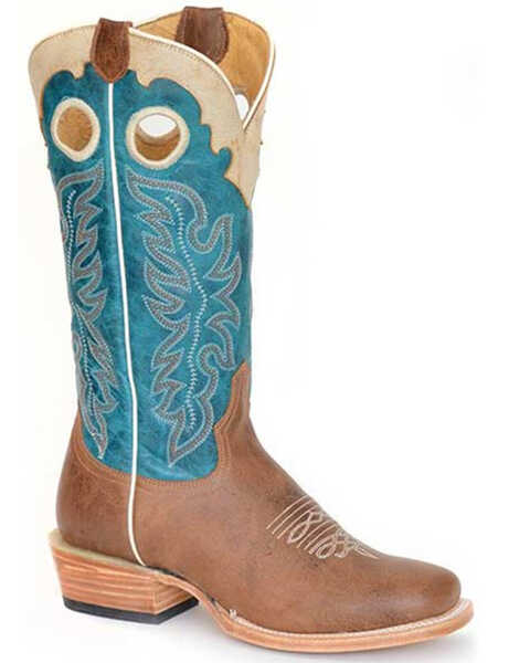 Image #1 - Roper Women's Ride Em' Cowgirl Western Boots - Square Toe, Blue, hi-res