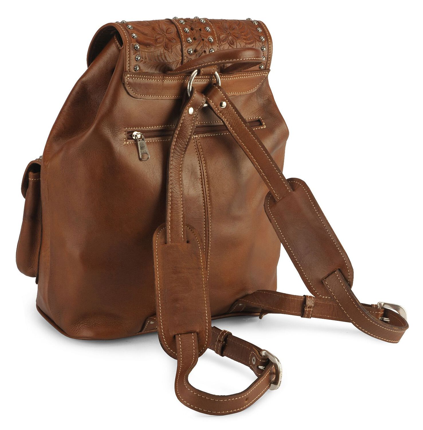 Image #2 - American West Leather Backpack, Brown, hi-res