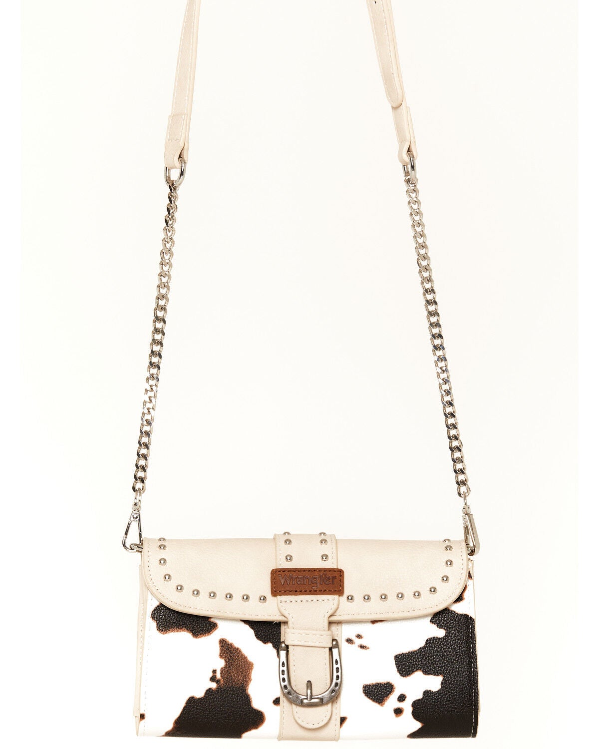 Image #2 - Wrangler X Boot Barn Women's Cow Print Buckle Clutch, Beige, hi-res