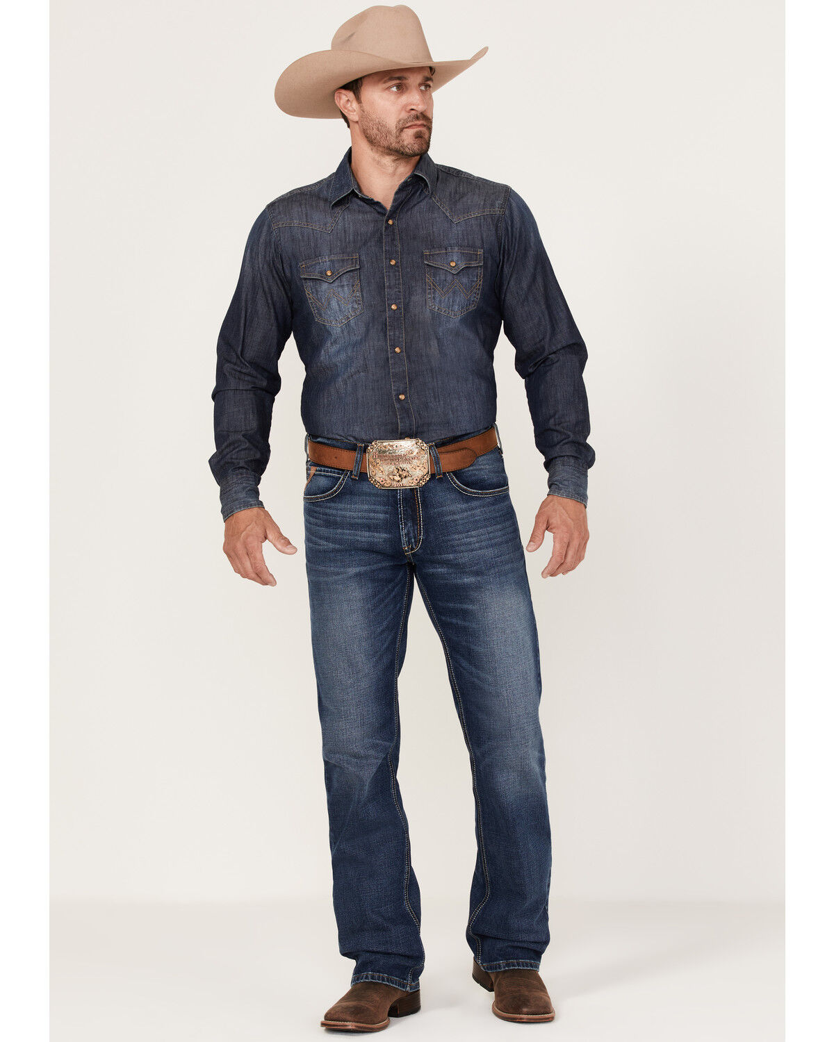 Image #1 - Ariat Men's M5 Straight Stretch Madera Stackable Straight Leg Jeans, Blue, hi-res