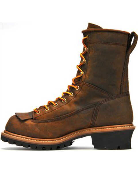 Image #3 - Carolina Men's 8" Waterproof Lace-to-Toe Logger Boots - Round Toe, Brown, hi-res