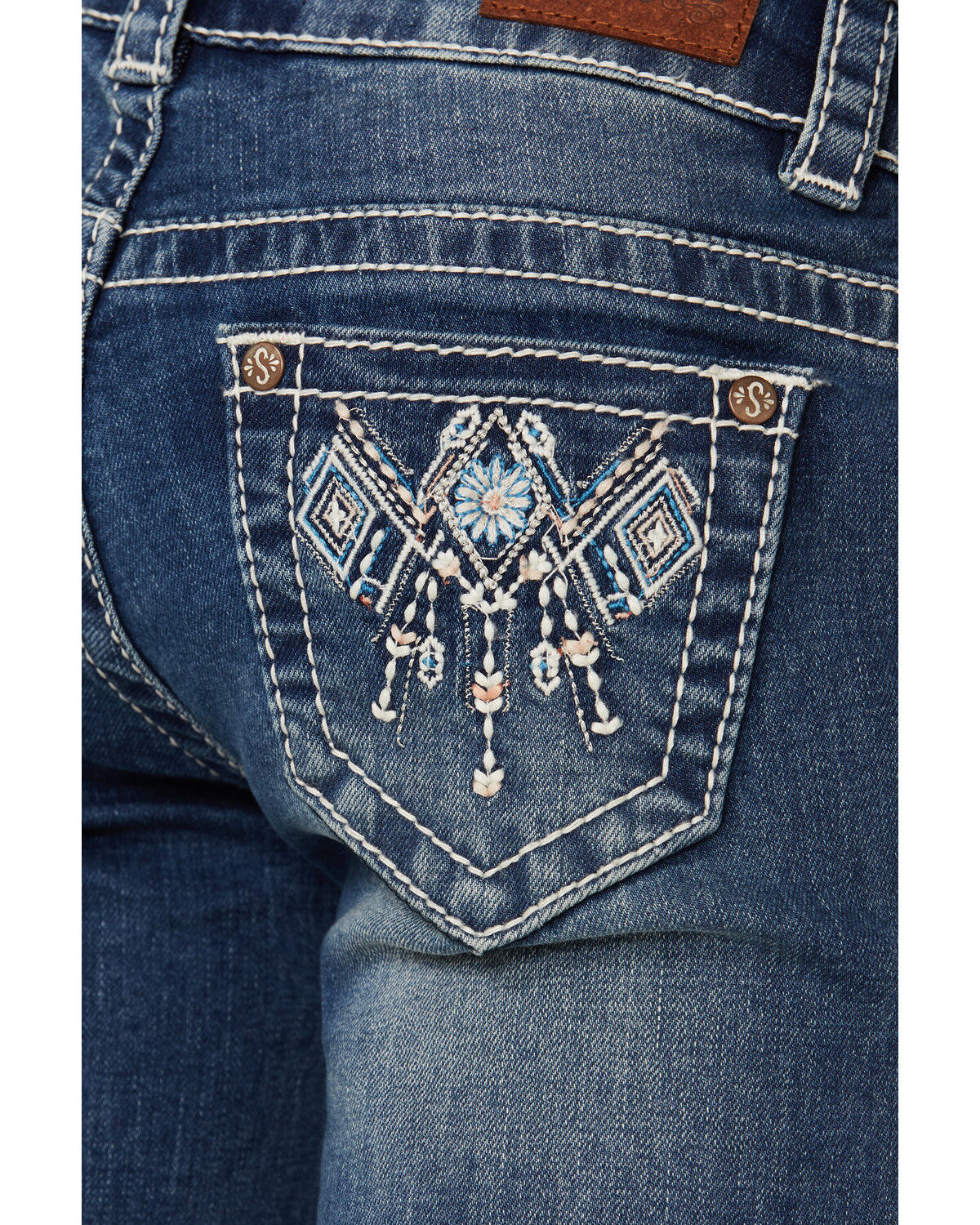 Image #2 - Shyanne Little Girls' Diamond Embroidered Pocket Bootcut Jeans, , hi-res