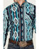 Image #3 - RANK 45® Men's Dakar Exploded Southwestern Print Long Sleeve Performance Stretch Western Shirt, Teal, hi-res