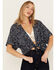 Image #1 - Ariat Women's Howdy Print Short Sleeve Tie Front Wrap, Navy, hi-res