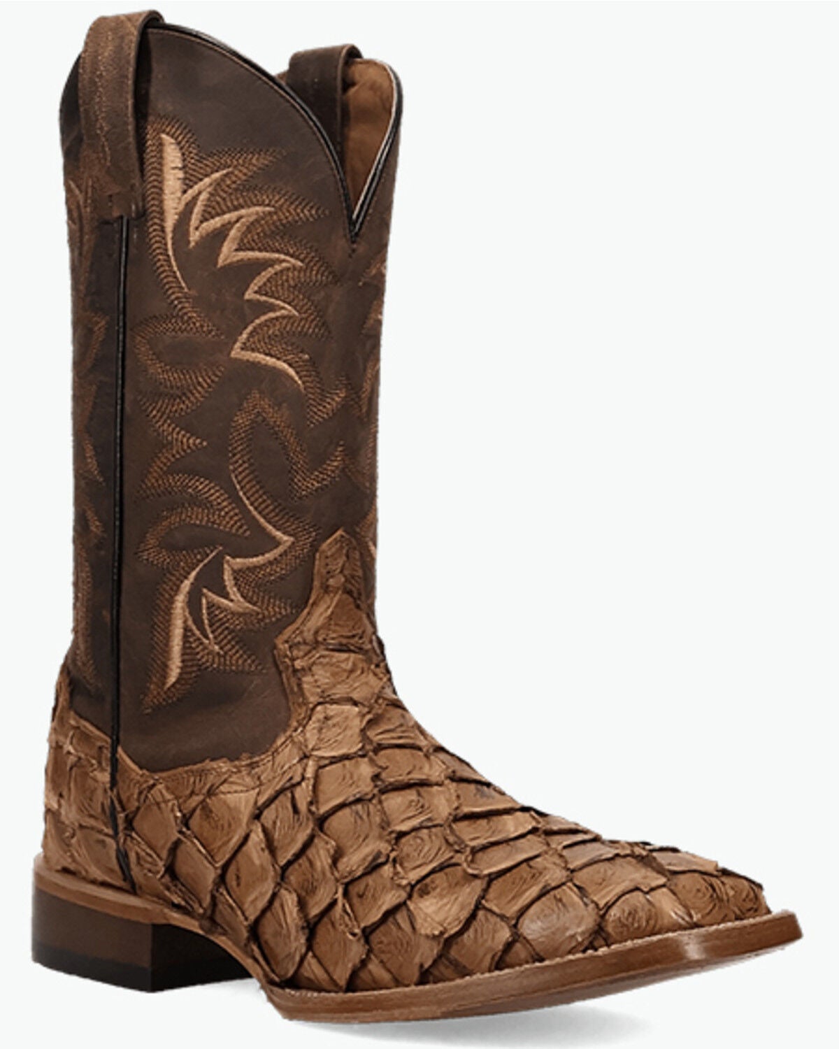 Dan Post Men's Marc Exotic Pirarucu Western Boots - Broad Square Toe, Tan, hi-res