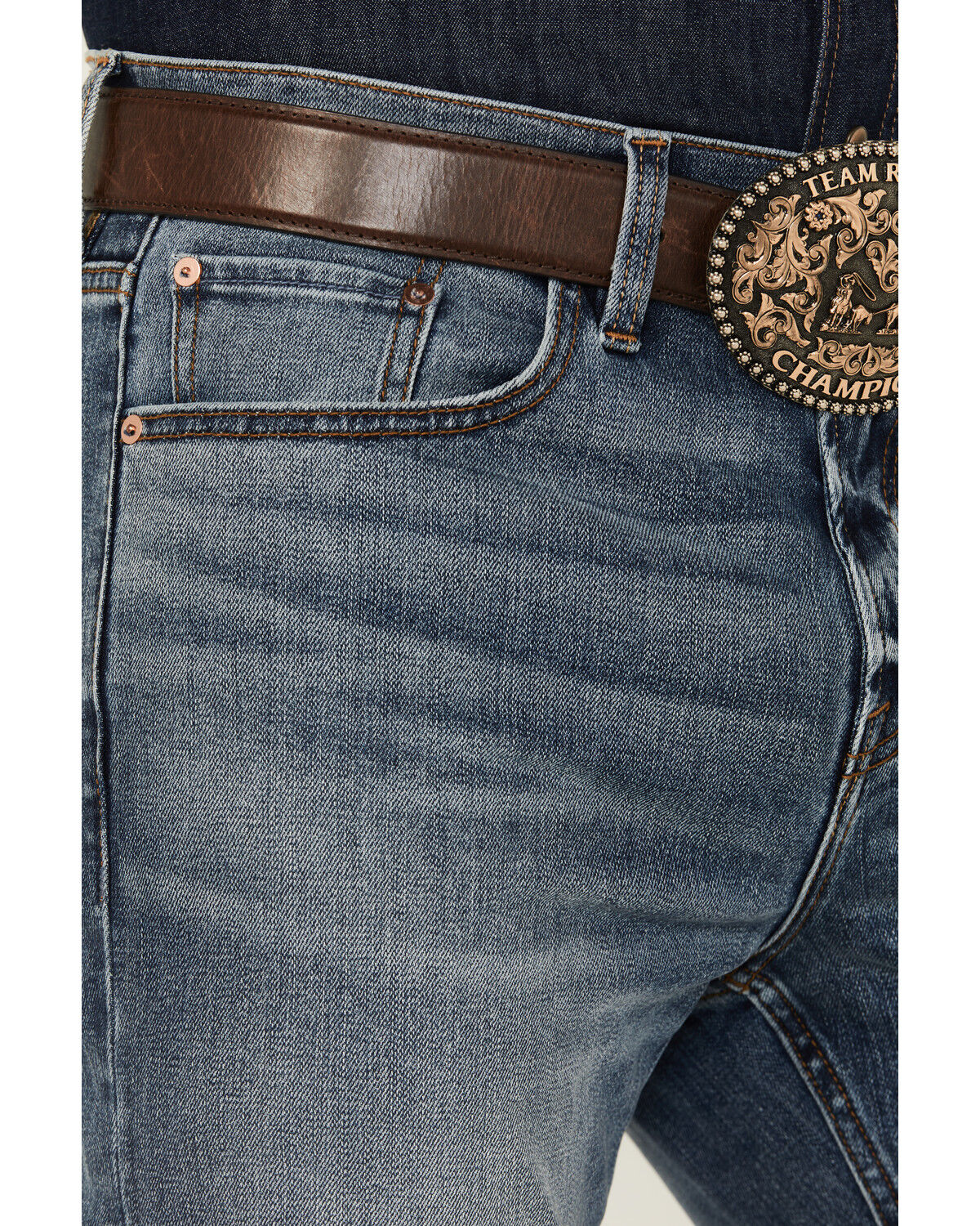 Image #2 - Blue Ranchwear Men's Bronson Slim Straight Stretch Denim Jeans, Medium Wash, hi-res