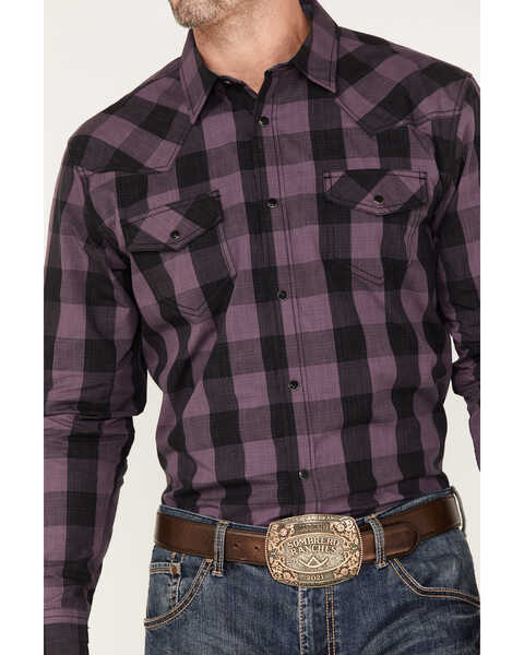 Image #3 - Cody James Men's Rustler Large Plaid Snap Western Shirt , Purple, hi-res
